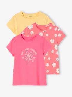 Menina 2-14 anos-Lote de 3 t-shirts sortidas com detalhes irisados, para menina