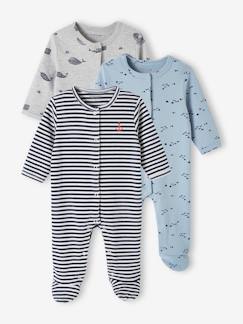 Lote de 3 pijamas, em interlock, para bebé