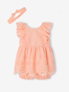 Bebé 0-36 meses-Conjuntos-Conjunto de cerimónia para bebé: vestido, calções bloomers e fita do cabelo