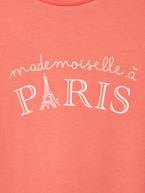 T-shirt com mensagem, para menina azul-céu+baunilha+coral+cru+marinho+morango+rosa-bombom+verde-abeto+vermelho 