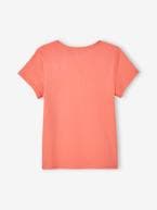 T-shirt com mensagem, para menina azul-céu+baunilha+coral+cru+marinho+morango+rosa-bombom+verde-abeto+vermelho 
