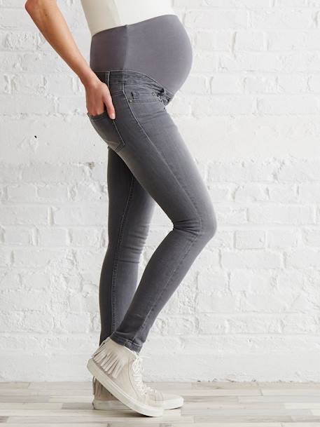 Jeans slim, entrepernas 85 cm, para grávida Ganga black+Ganga brut+Ganga cinza 