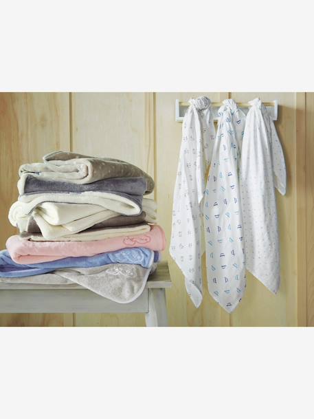 Cobertor em microfibra com forro imitação carneira revirada Cinzento+Rosa claro liso 