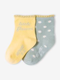 Bebé 0-36 meses-Meias, collants-Lote de 2 pares de meias às flores, para bebé menina