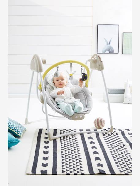 Baloiço com arco de jogos Babyswing VERTBAUDET Azul escuro liso+Bege+Cinza estampado 