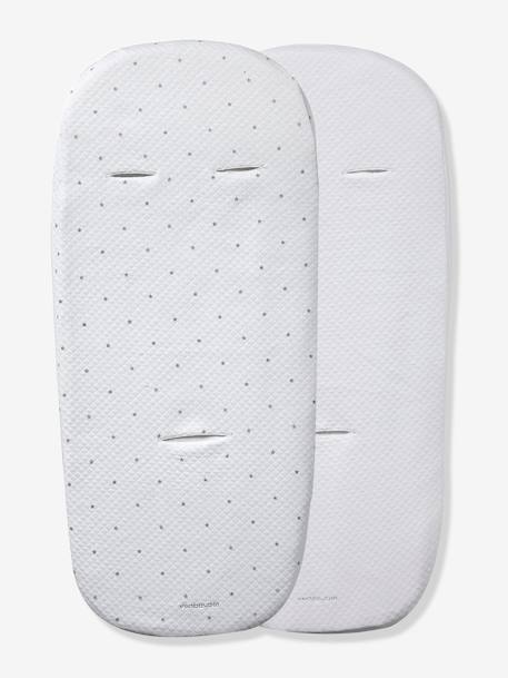 Lote de 2 capas de proteção universais para colchão de alcofa, da Vertbaudet Branco+Cinza/nuvens 