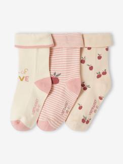 Lote de 3 pares de meias "cerejas", para bebé menina