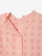 Blusa em bordado inglês, com folhos, para bebé branco+rosa-pálido 