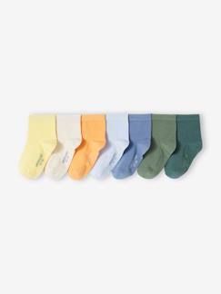 Lote de 7 pares de meias coloridas lisas, para bebé menino