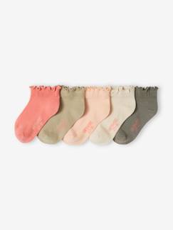 Menina 2-14 anos-Roupa interior-Lote de 5 pares de meias com folhos, para menina