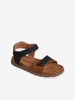 Calçado-Calçado menino (23-38)-Sandálias, chinelos-Sandálias em pele, com barras autoaderentes, para criança