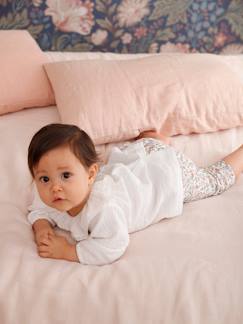 T-shirts-Bebé 0-36 meses-Blusa em gaze de algodão, folho na gola, para bebé