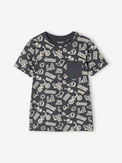 Menino 2-14 anos-T-shirt com motivos gráficos de mangas curtas, para menino