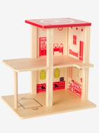 Quartel de bombeiros em madeira e acessórios Vermelho medio liso com motivo 