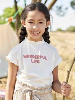 Menina 2-14 anos-T-shirts-T-shirts-T-shirt com mensagem em estampado leopardo, para menina