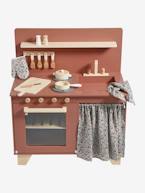 Cozinha com cortina, em madeira FSC® BRANCO MEDIO LISO+rosa-framboesa 