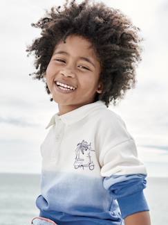 Menino 2-14 anos-Camisolas, casacos de malha, sweats-Sweatshirts-Sweat com gola polo efeito dip & dye, para menino