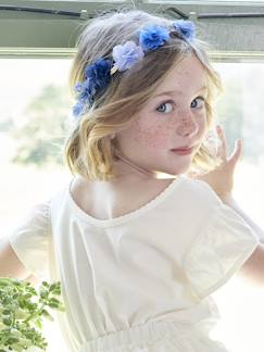 Menina 2-14 anos-Acessórios-Coroa de flores azuis e folhas douradas, para menina