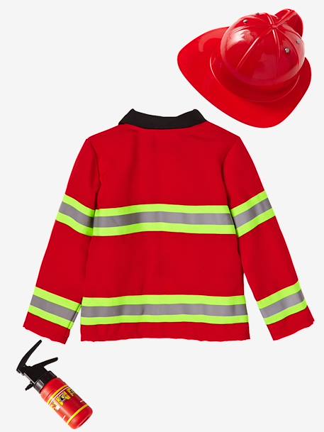 Disfarce de bombeiro Vermelho medio liso com motivo 