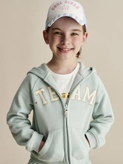 Menina 2-14 anos-Camisolas, casacos de malha, sweats-Casaco desportivo com fecho e capuz "Team", para menina