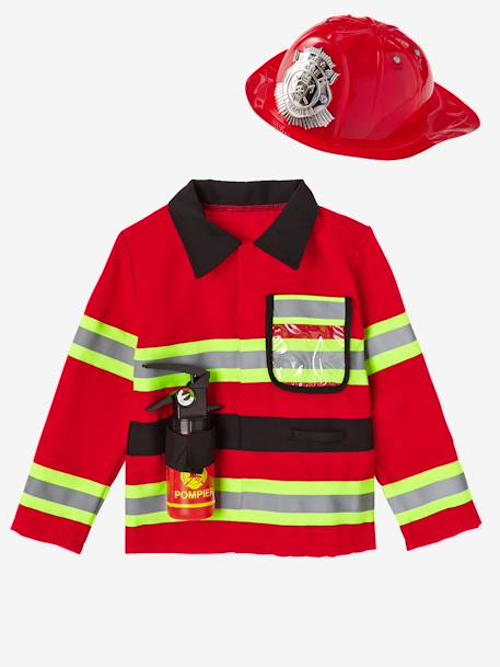 Disfarce de bombeiro Vermelho medio liso com motivo 