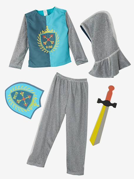 Disfarce de cavaleiro Azul escuro liso com motivo 