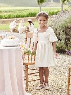 Menina 2-14 anos-Vestidos-Vestido de cerimónia aos favos, em tecido com relevo, para menina