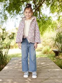 Menina 2-14 anos-Casacos, blusões-Parka curta com capuz, às flores, para menina