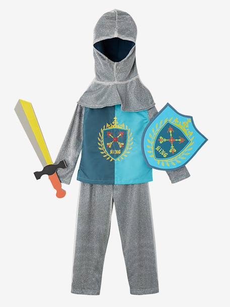 Disfarce de cavaleiro Azul escuro liso com motivo 