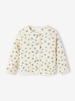 Menina 2-14 anos-Casacos, blusões-Casaco acolchoado às flores, em gaze de algodão, para menina