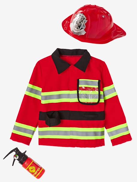 Disfarce de bombeiro Vermelho medio liso com motivo 