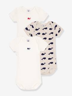 Bebé 0-36 meses-Bodies-Lote de 3 bodies de mangas curtas, estampado com baleias, da PETIT BATEAU