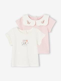 Bebé 0-36 meses-Lote de 2 t-shirts em algodão biológico, para recém-nascido