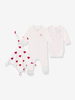 Bebé 0-36 meses-Conjuntos-Pijama + body + boneco-doudou corações, da PETIT BATEAU