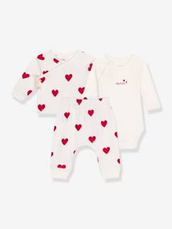 Bebé 0-36 meses-Conjunto de 3 peças, estampado aos corações, da PETIT BATEAU