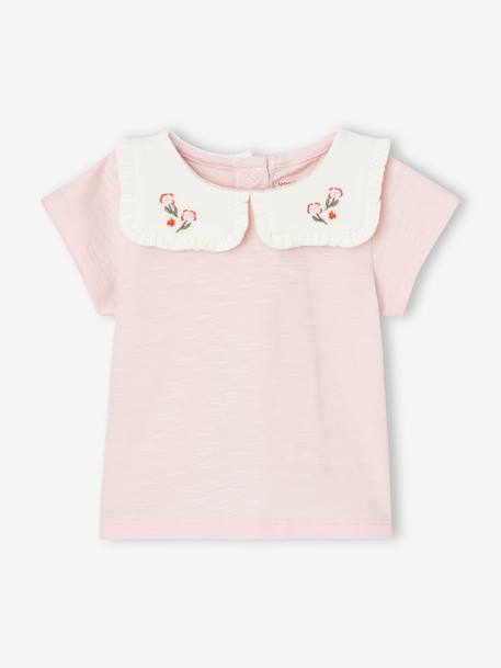 Lote de 2 t-shirts em algodão biológico, para recém-nascido rosa 