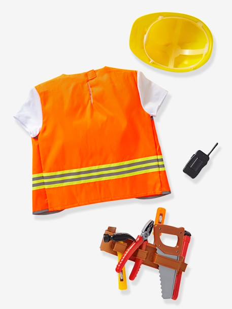 Disfarce de pedreiro com acessórios Laranja medio liso com motivo 