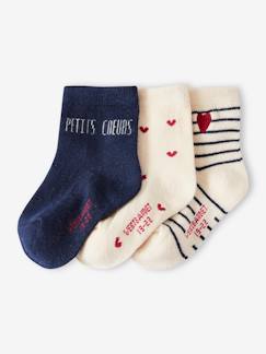 Bebé 0-36 meses-Meias, collants-Lote de 3 pares de meias com corações, para bebé menina
