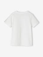 T-shirt com animal engraçado, para menino branco+cru+terracota 