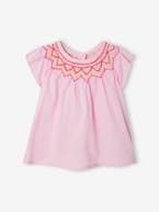 Conjunto blusa, calções e fita para cabelo, para bebé rosa 