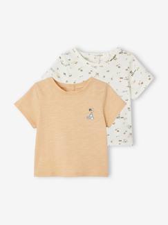 T-shirts-Bebé 0-36 meses-Lote de 2 T-shirts de mangas curtas, em algodão biológico, para recém-nascido