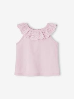 T-shirts-Bebé 0-36 meses-Blusa de cavas, com folho em bordado inglês, para bebé