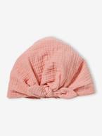 Chapéu liso tipo lenço com laço, para bebé menina rosa+rosado 