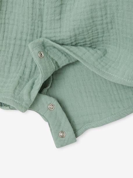 Conjunto personalizável de 3 peças, t-shirt, macacão e fita de cabelo, para bebé rosa-velho+verde-salva 