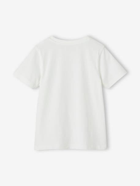T-shirt Basics, motivos com lantejoulas reversíveis, para menino branco+verde-água 