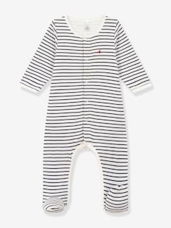 Bebé 0-36 meses-Pijamas, babygrows-Body-pijama às riscas, em algodão, para bebé, da Petit Bateau