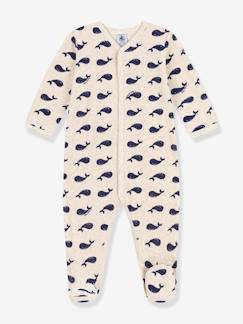 Bebé 0-36 meses-Pijama baleias marinho, para bebé, em veludo, da Petit Bateau