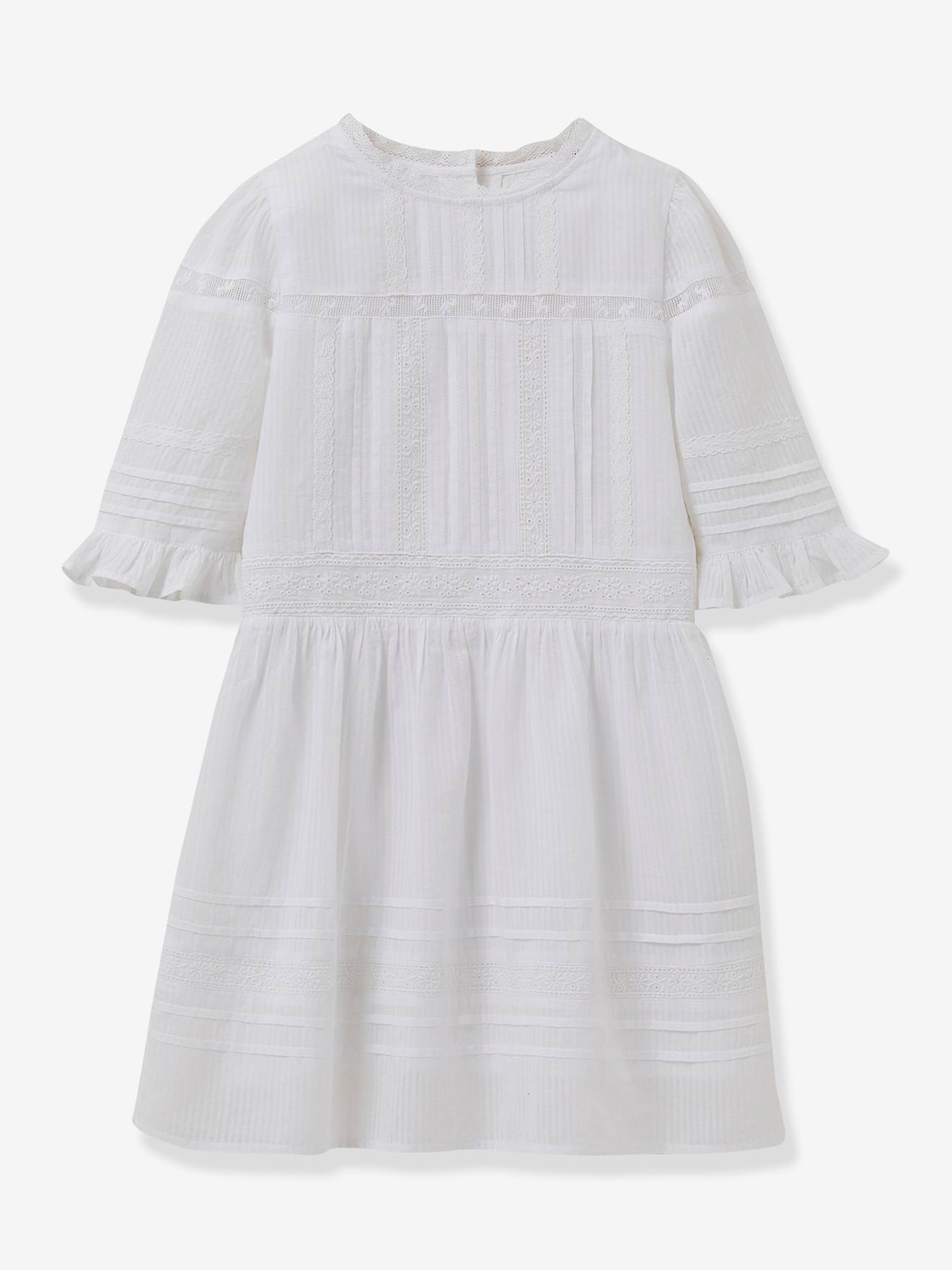 Vestido Lisy da CYRILLUS, coleção festas e casamentos, para menina branco