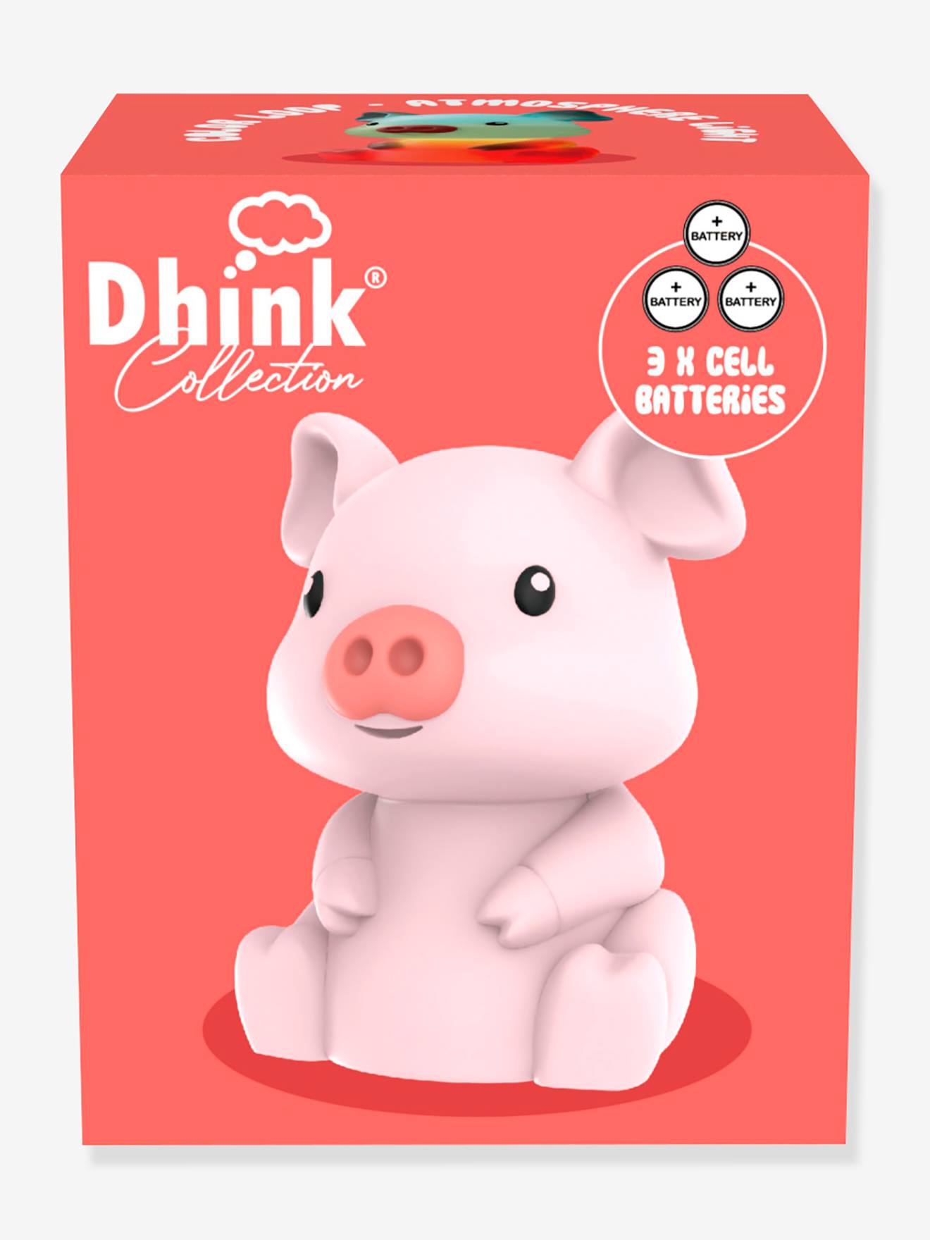 Luz de Presença mini, Porco - DHINK KONTIKI rosa