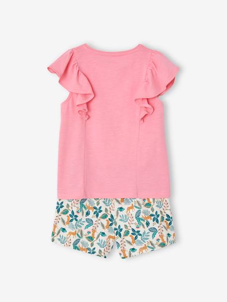 Conjunto t-shirt e calções, para menina rosa+rosa-pálido+verde-água 